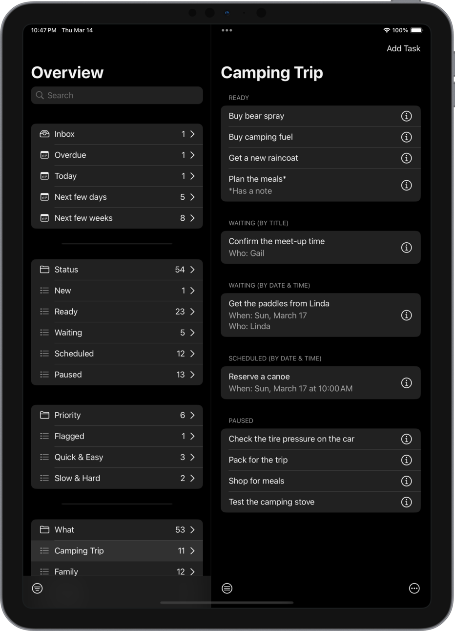 Task Overview (Dark Mode)