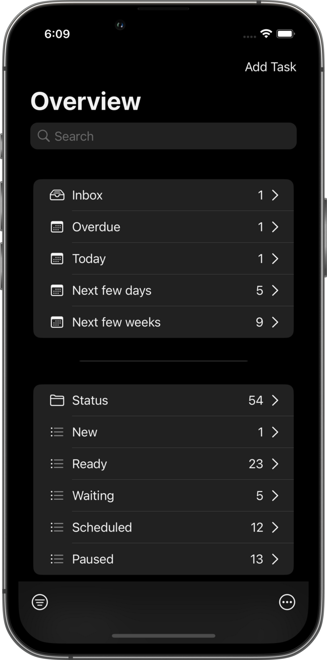 Task Overview (Dark Mode)