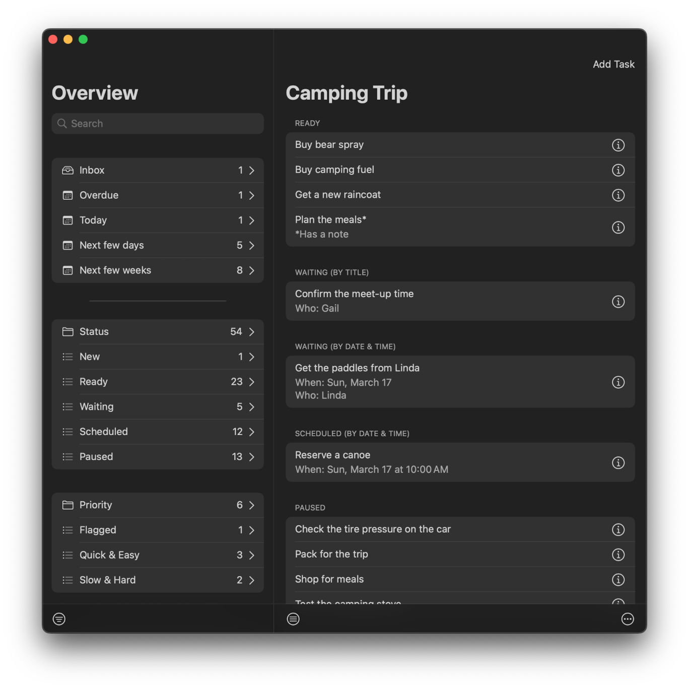 Task Overview (Dark Mode)